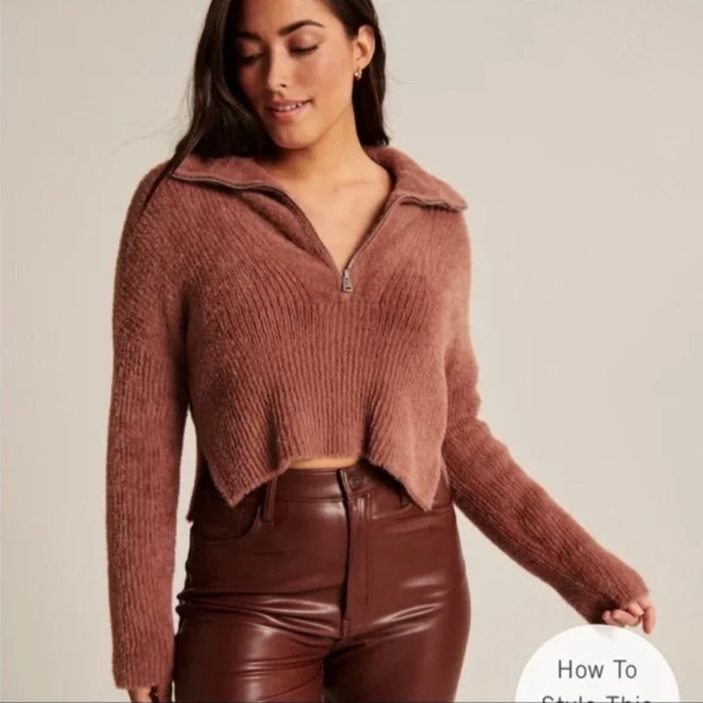 Abercrombie Fitch Brown Cropped Sweater Large